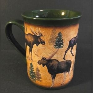 Cape Shore Coffee Mug Vacation Classics Yarmouth Maine Moose Trees 16 oz EUC